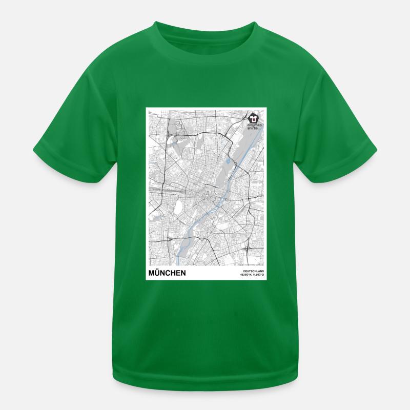 Munich Basic city map black and white Kids Functional T-Shirt