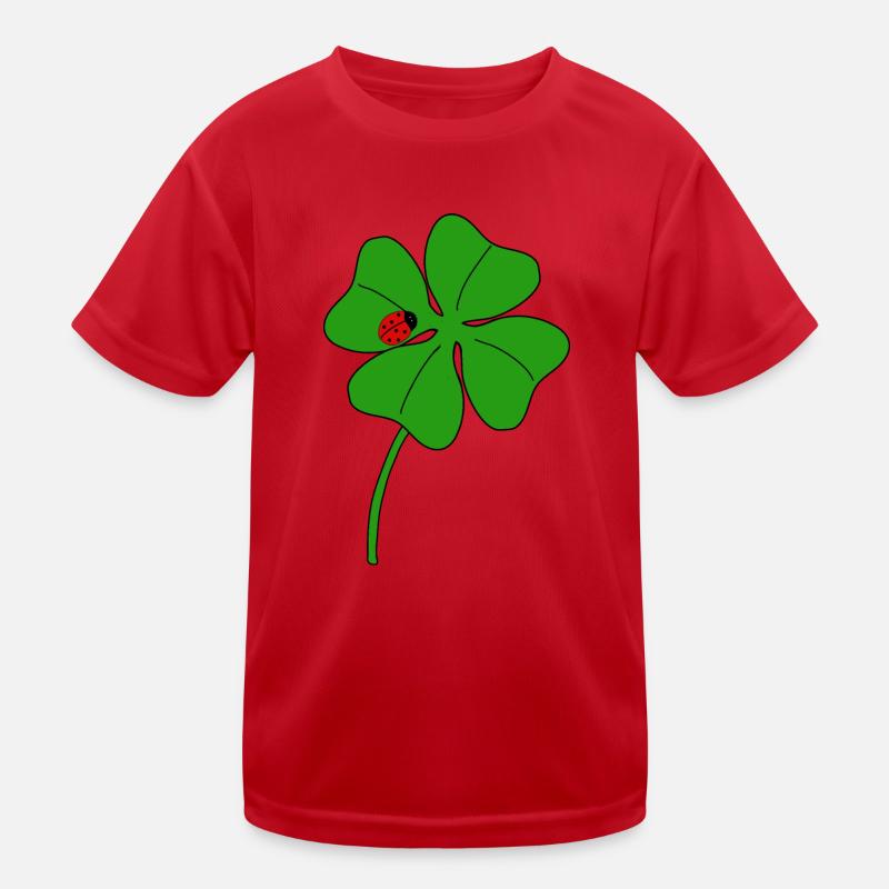 Glückskleeblatt mit Marienkäfer Kinder Funktions-T-Shirt