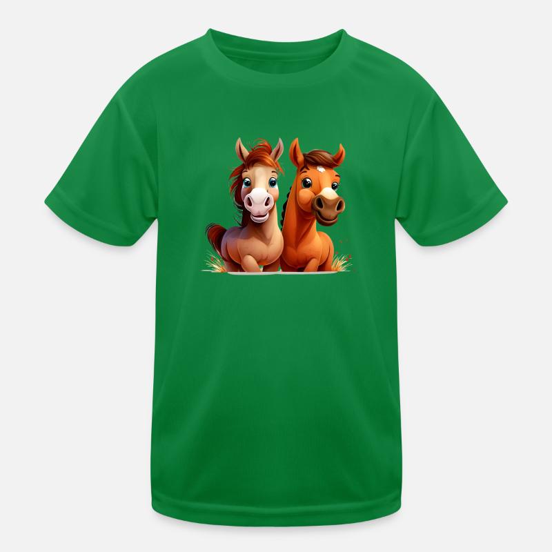 Pferdeshirt Pferde Reiten Comic Wallach Mädchen Kinder Funktions-T-Shirt