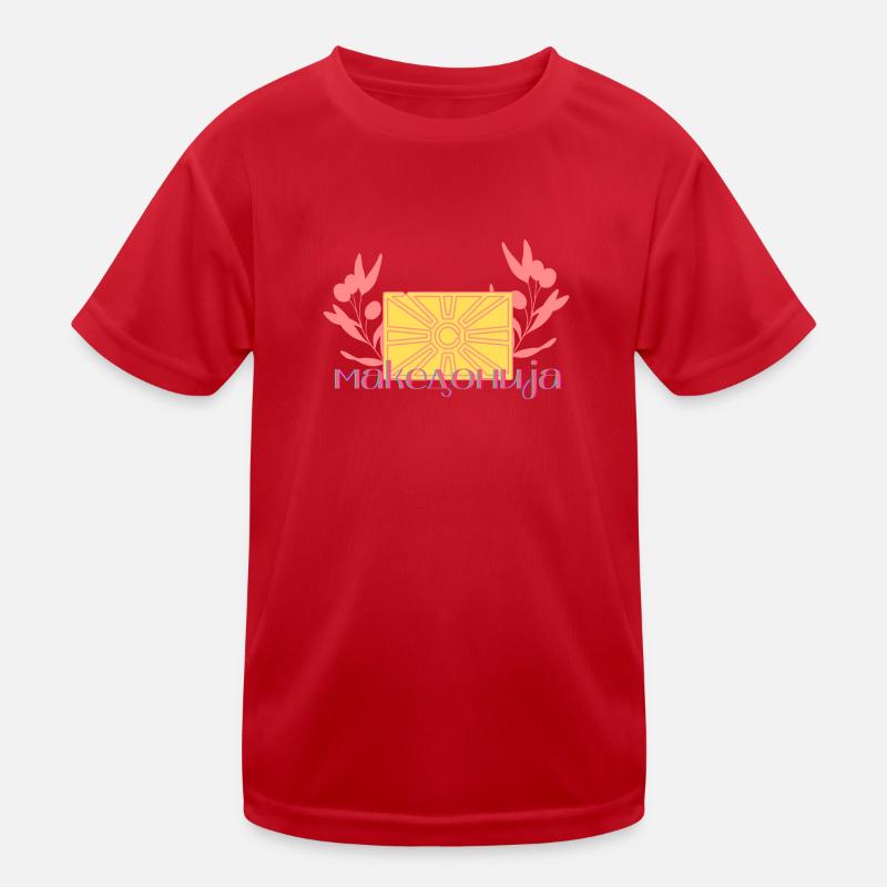Macédoine au rameau d’olivier · Drapeau macédonien T-shirt sport Enfant