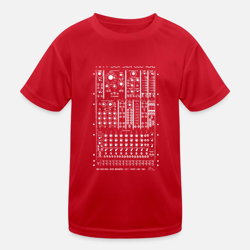 Modular Synth White - Kids Functional T-Shirt - red