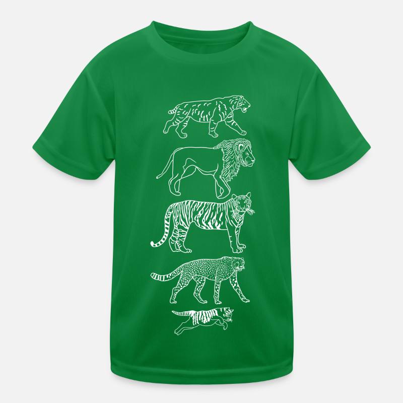 Evolution Cat Tiger Cheetah Lion Vertical White Kids Functional T-Shirt