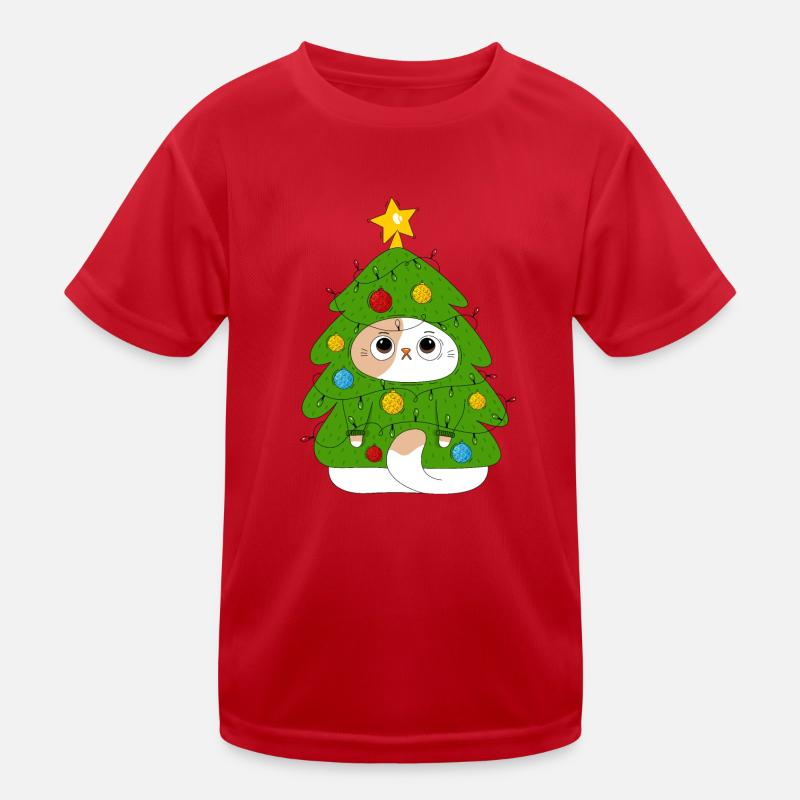 Chat et sapin de Noël T-shirt sport Enfant