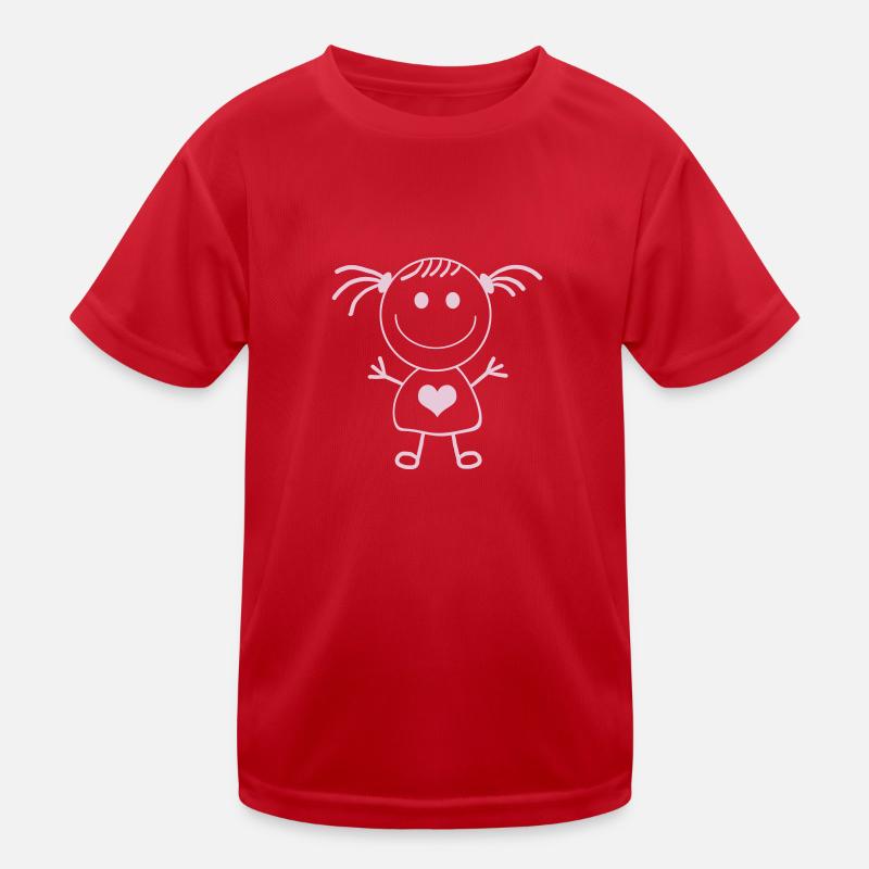 Mädchen Strichmännchen Kinder Funktions-T-Shirt