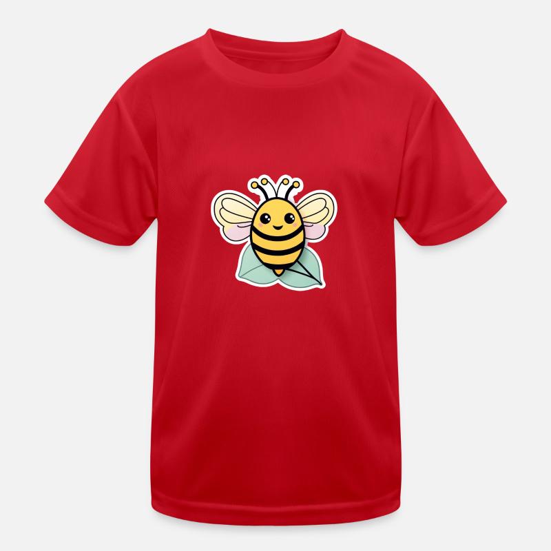 Niedliche glückliche Biene auf einem Blatt Kinder Funktions-T-Shirt