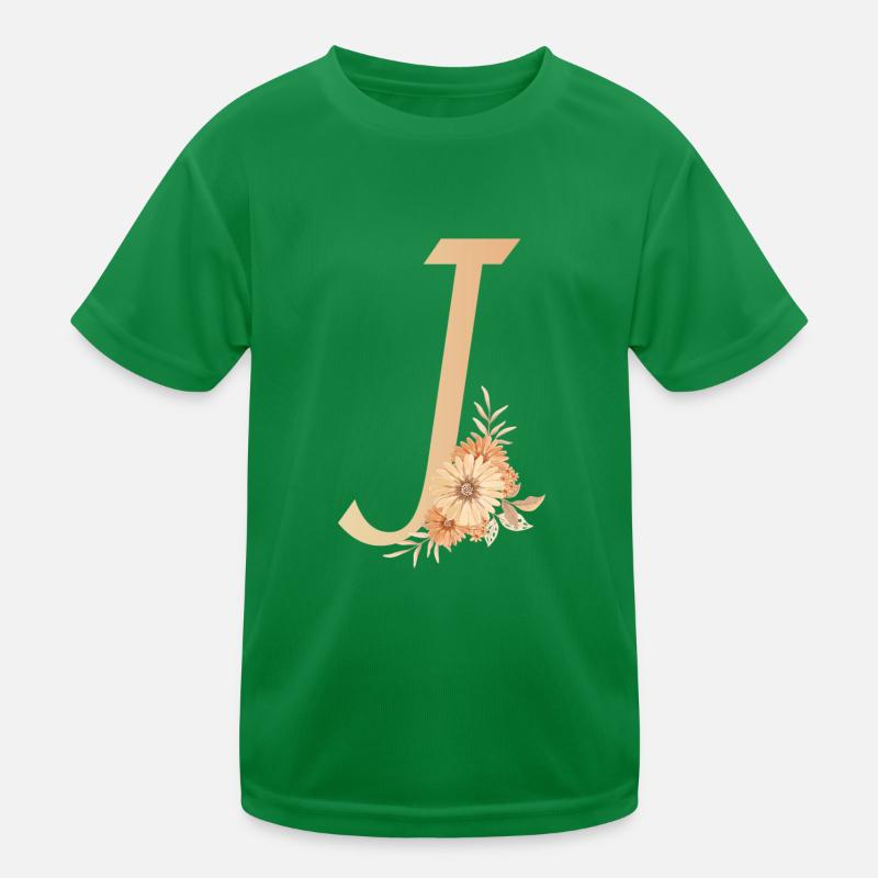 Buchstabe J mit Blumen Kinder Funktions-T-Shirt