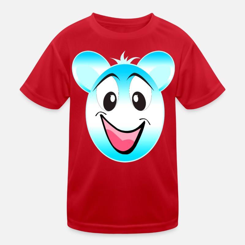 Cheerful Blue White Bear Mascot Kids Functional T-Shirt