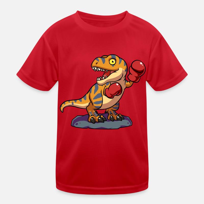 Cool Boxer T-Rex Dinosaur - Kids Functional T-Shirt - red