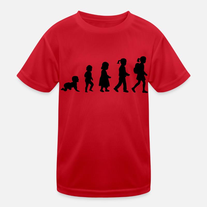 Evolution Schulkind Mädchen - Kinder Funktions-T-Shirt - Rot