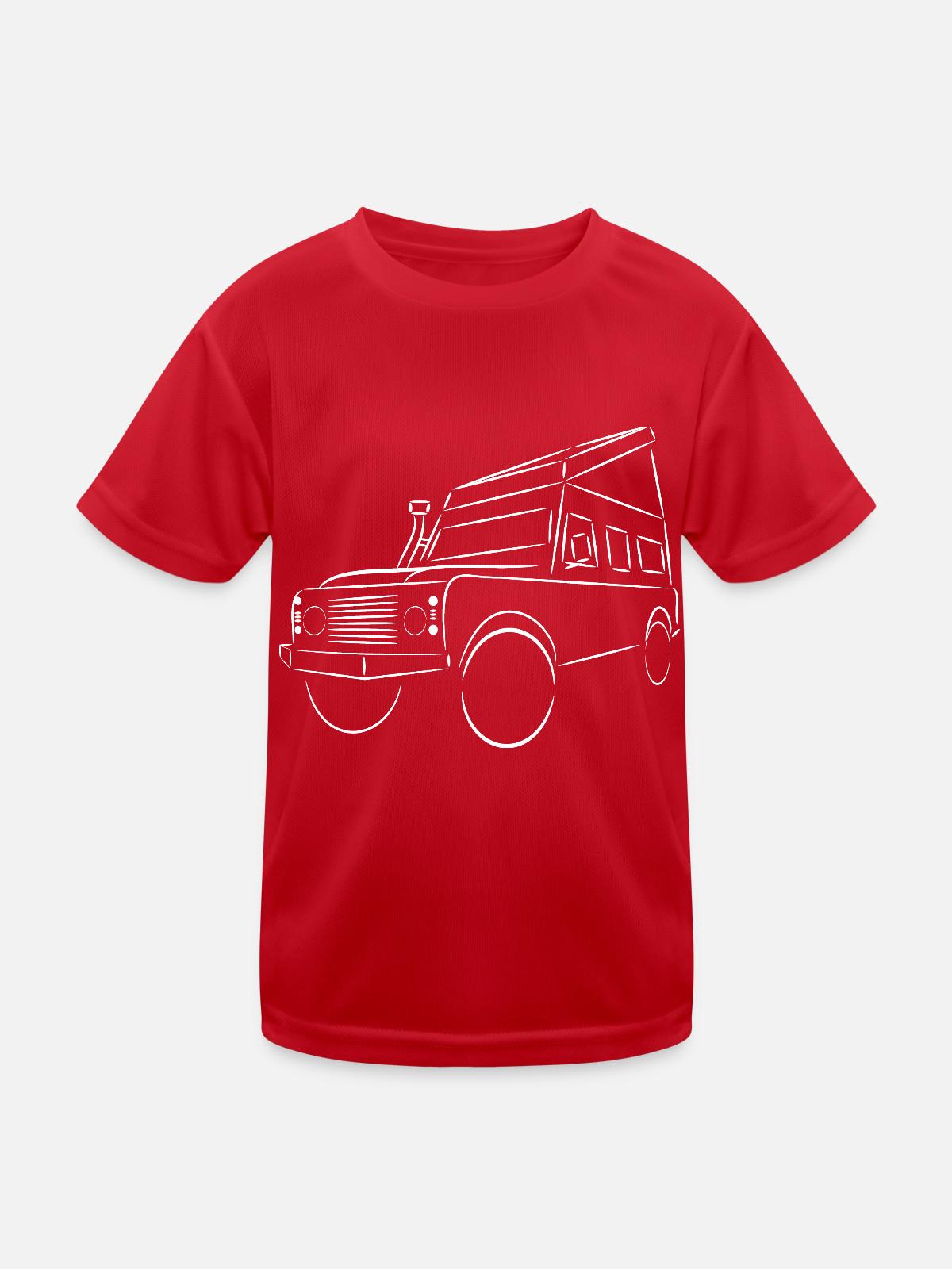Defender mit Hubdach - Kinder Funktions-T-Shirt - Rot - Vorne