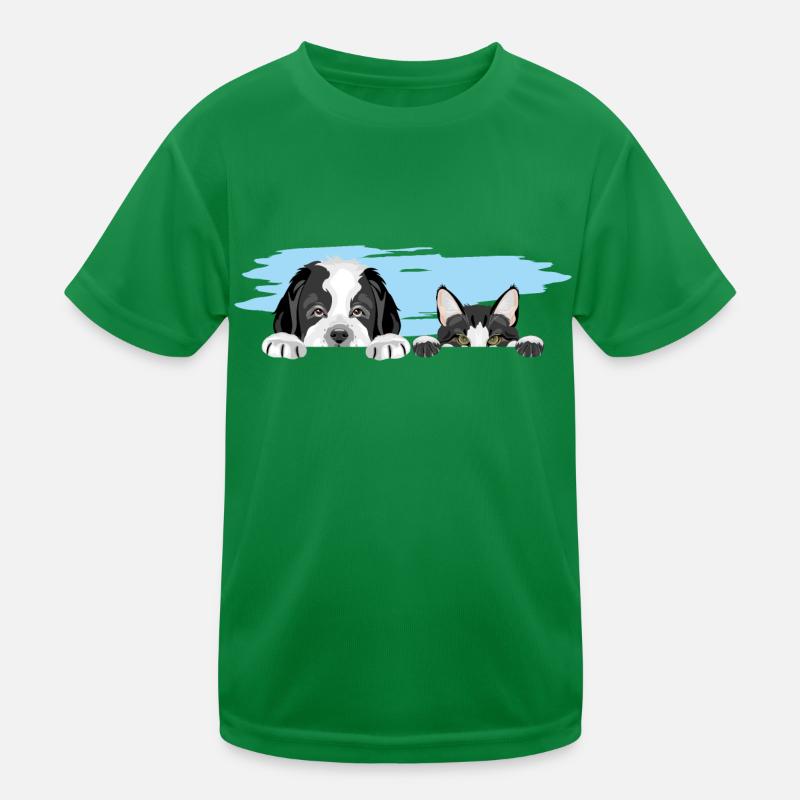 Peeking Saint Bernard chiot chien et chat mignon T-shirt sport Enfant