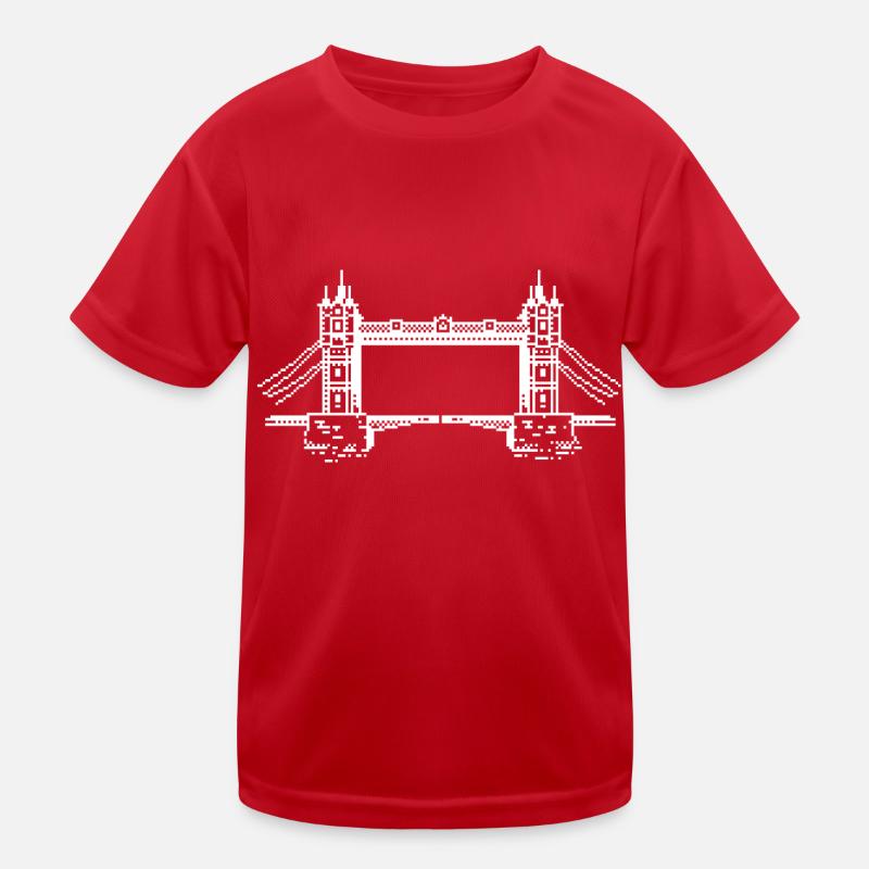 1Bit Pixel Tower Bridge Kinder Funktions-T-Shirt