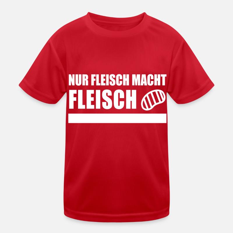 NUR FLEISCH MACHT FLEISCH - Kinder Funktions-T-Shirt - Rot