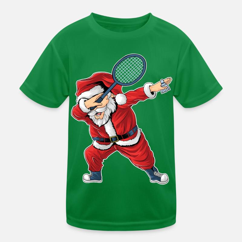 Weihnachtsmann mit Badmintonschläger und Badminton Kinder Funktions-T-Shirt