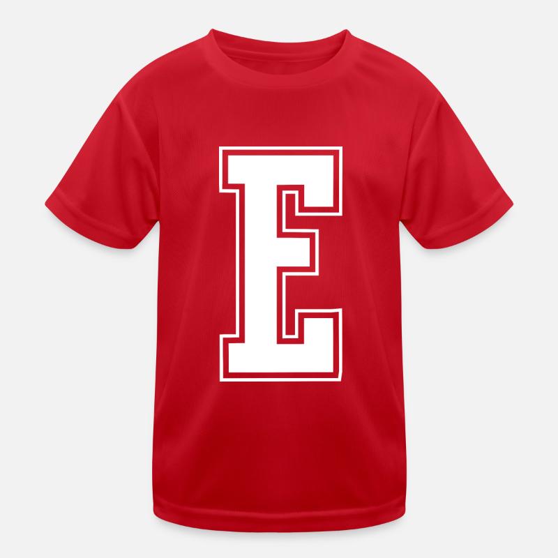 Buchstabe E Initiale Sport Cheerleading Monogram Kinder Funktions-T-Shirt