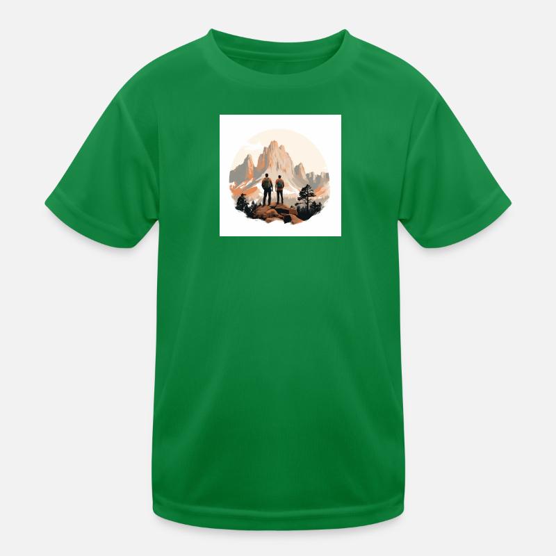 Wanderer vor Alpenlandschaft Kinder Funktions-T-Shirt