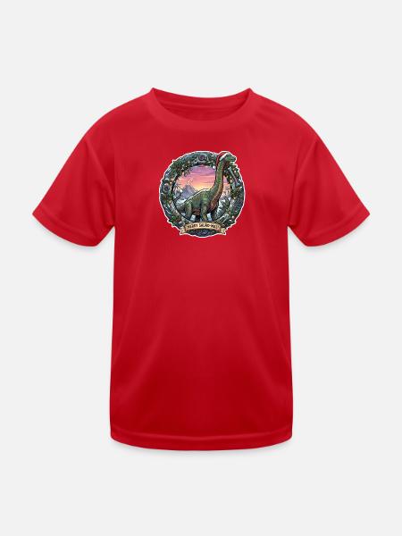 Brachiosaurus Christmas - Kids Functional T-Shirt - red - Front