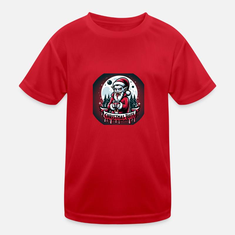 Vampir Weihnachtsmann Kinder Funktions-T-Shirt
