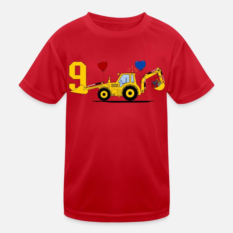 9e anniversaire Tracteur excavatrice T-shirt sport Enfant