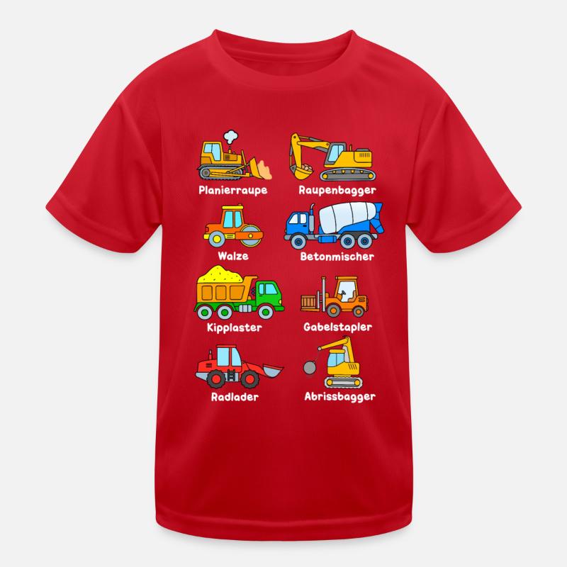 Popular construction vehicles construction machinery excavator trucks Kids Functional T-Shirt