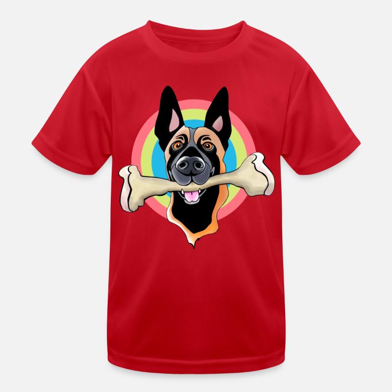Malinois mit Knochen Kinder Funktions-T-Shirt