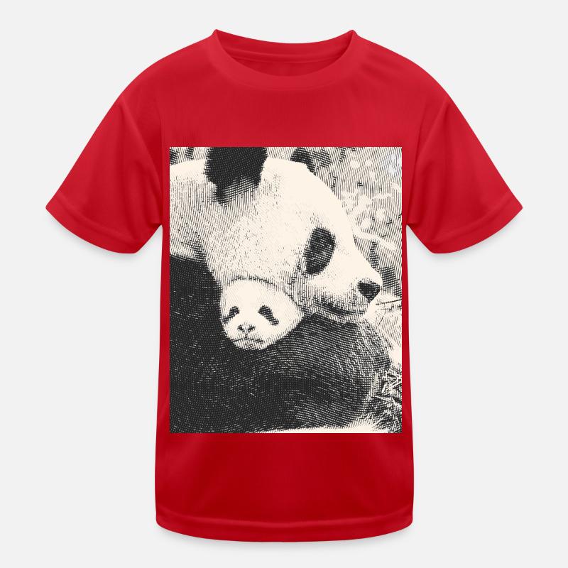 Maman panda avec bébé, noir et blanc, bnw T-shirt sport Enfant