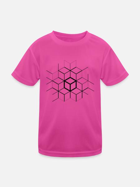 Cubes asymétriques - T-shirt sport Enfant - rose néon - Devant