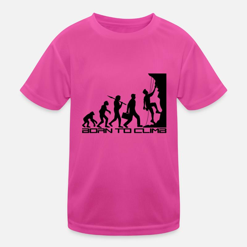 born to climb evolution entwicklung geboren steilw Kinder Funktions-T-Shirt