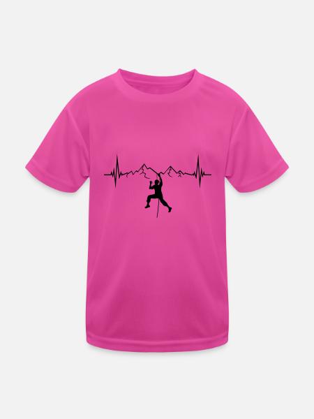 festhalten frequenz herzschlag puls ausschlag berg - Kinder Funktions-T-Shirt - hot Pink - Vorne