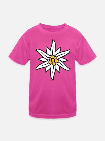 Edelweiss Bergblume logo - Kids Functional T-Shirt - neon pink - Front