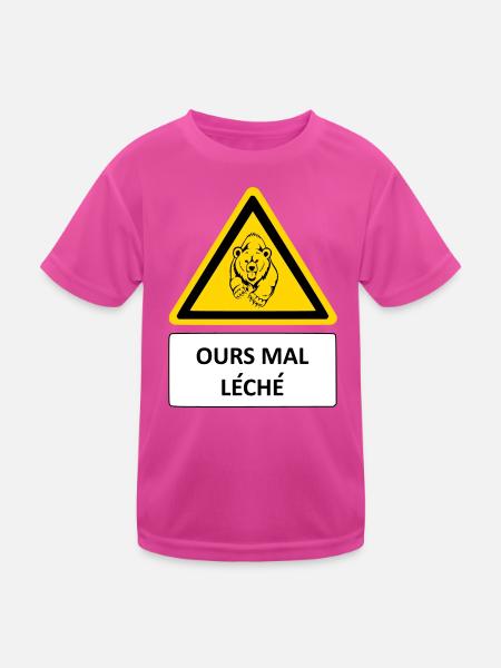 Ours mal léché - T-shirt sport Enfant - rose néon - Devant