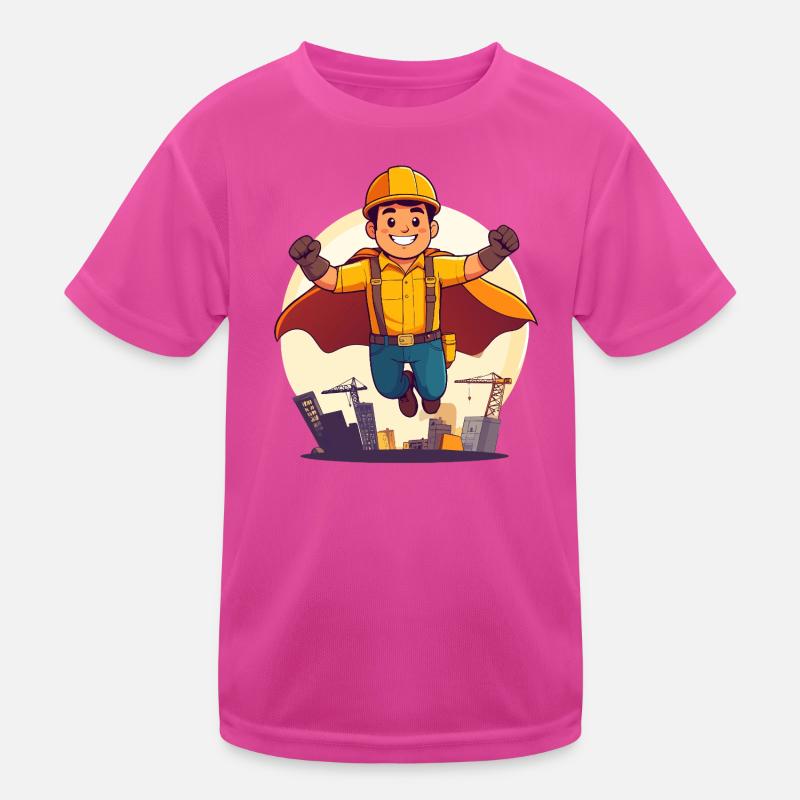 Bauhelden Superheld Bauarbeiter Held der Baustelle Kinder Funktions-T-Shirt