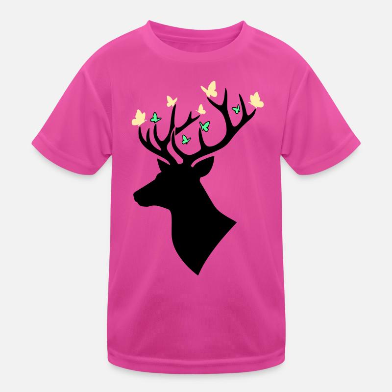 Deer Head Butterfly Multicolored Kids Functional T-Shirt