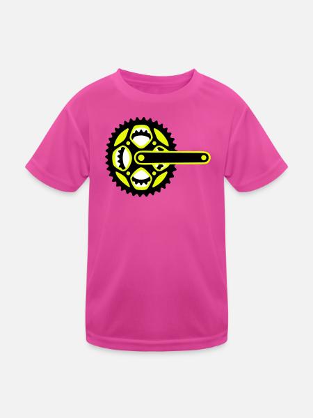 Icône de plateau de vélo - T-shirt sport Enfant - rose néon - Devant