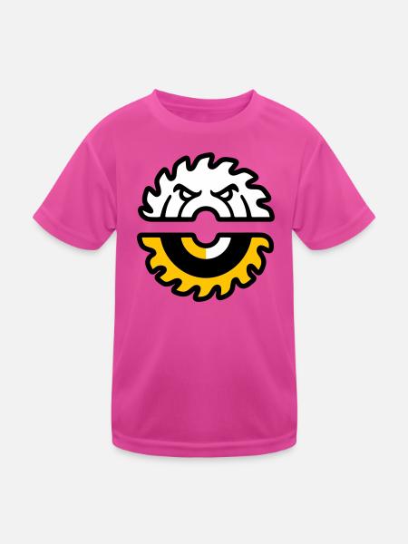 Kreissaege Gesicht Grafik - Kinder Funktions-T-Shirt - hot Pink - Vorne