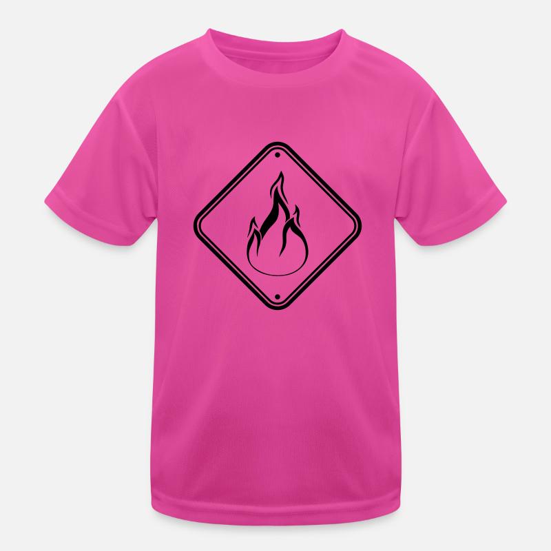 warning sign shield caution caution danger feu Kids Functional T-Shirt