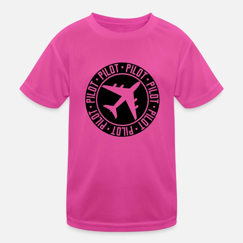 Schild Stempel Pilot Kinder Funktions-T-Shirt
