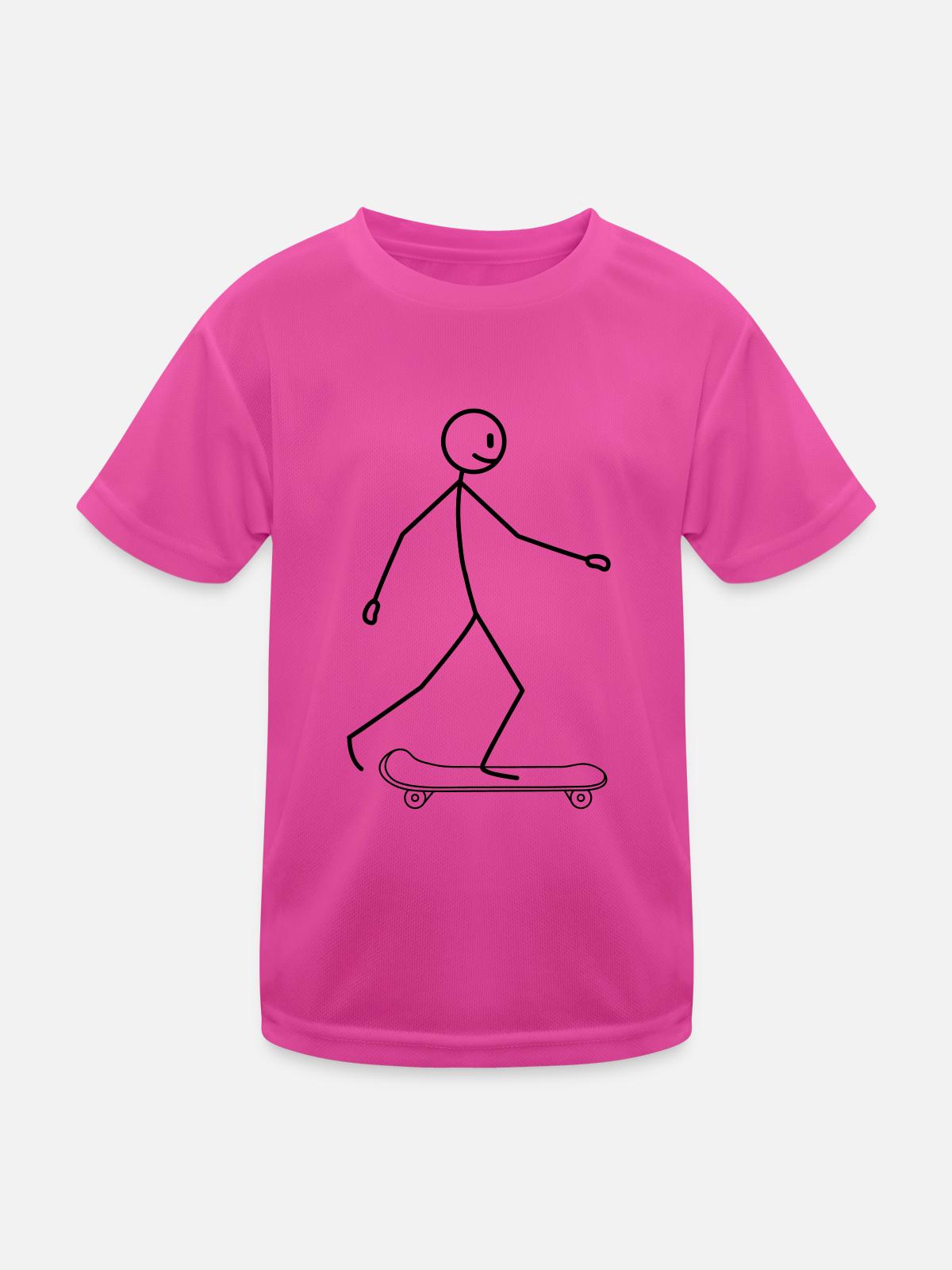 Skateboard - Kinder Funktions-T-Shirt - hot Pink - Vorne