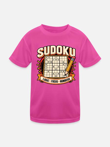 Sudoku-Logikzahlen - Kinder Funktions-T-Shirt - hot Pink - Vorne