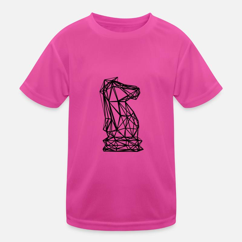 Chevalier de Chessman composé de lignes, polygone - T-shirt sport Enfant - rose néon