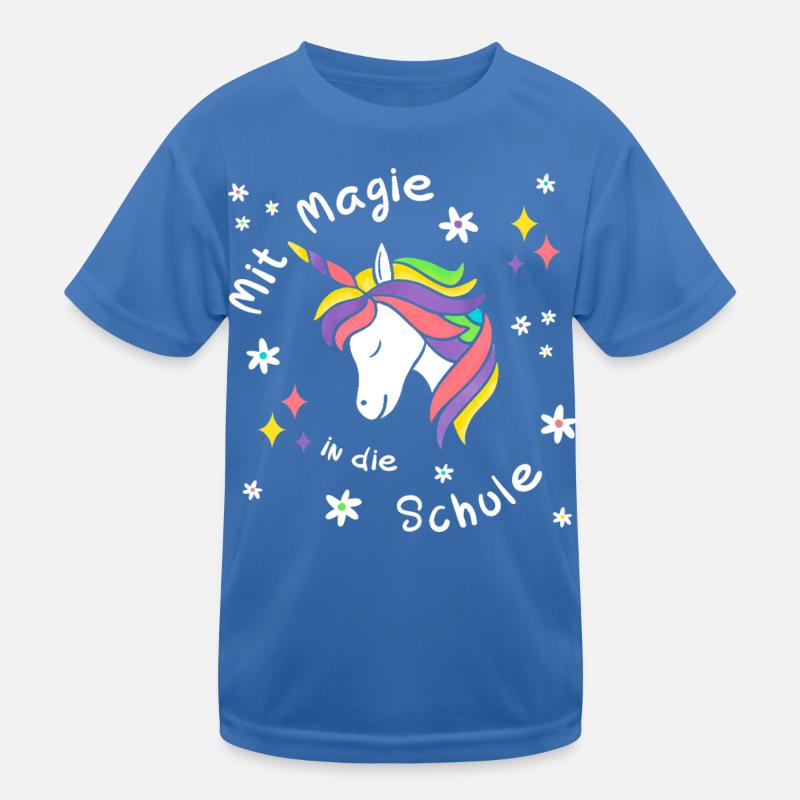 Mit Magie in die Schule - Einhorn - Einschulung Kinder Funktions-T-Shirt