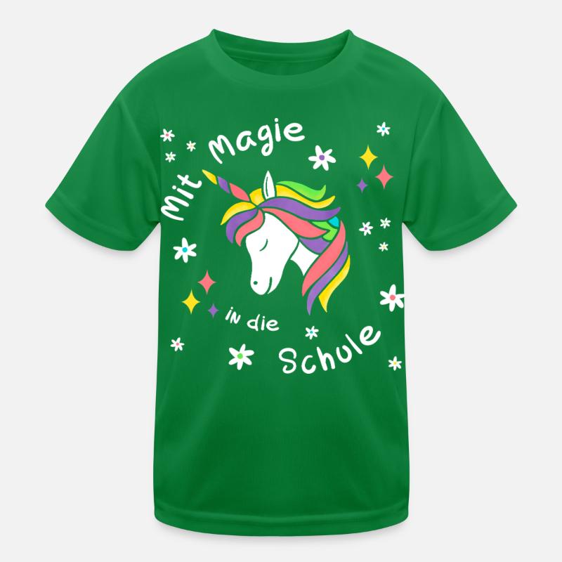 Mit Magie in die Schule - Einhorn - Einschulung Kinder Funktions-T-Shirt