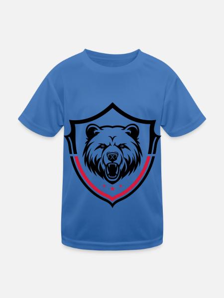 Grizzly Bär Schild - Kinder Funktions-T-Shirt - Königsblau - Vorne