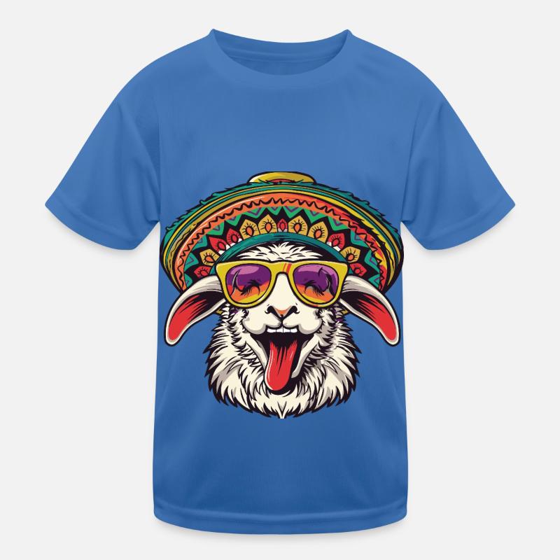Sheep Comic Funny Sombrero Kids Functional T-Shirt