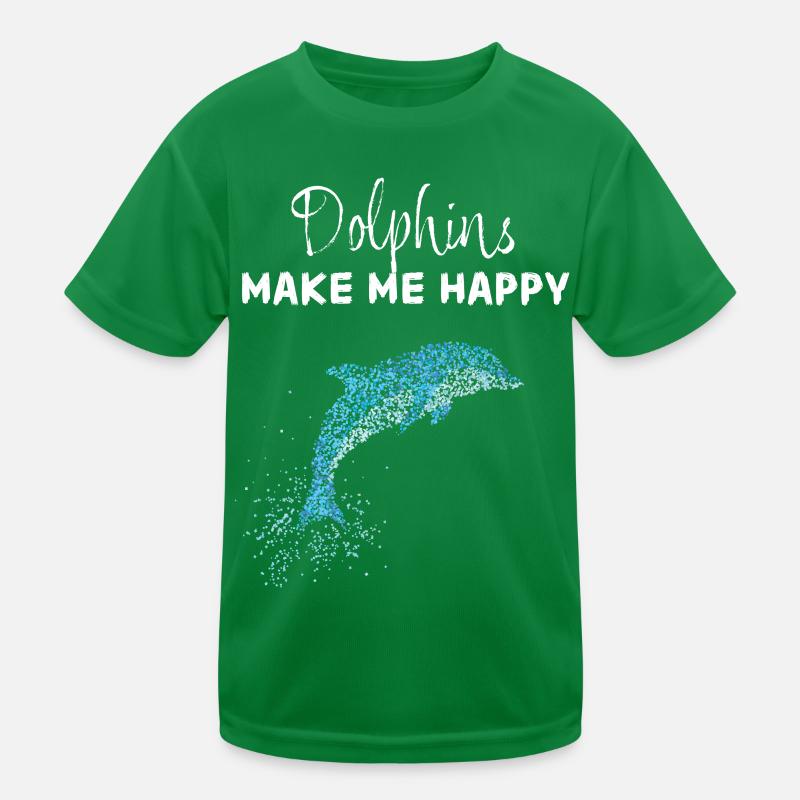 Dolphins Make Me Happy Delfinschwimmen Kinder Funktions-T-Shirt