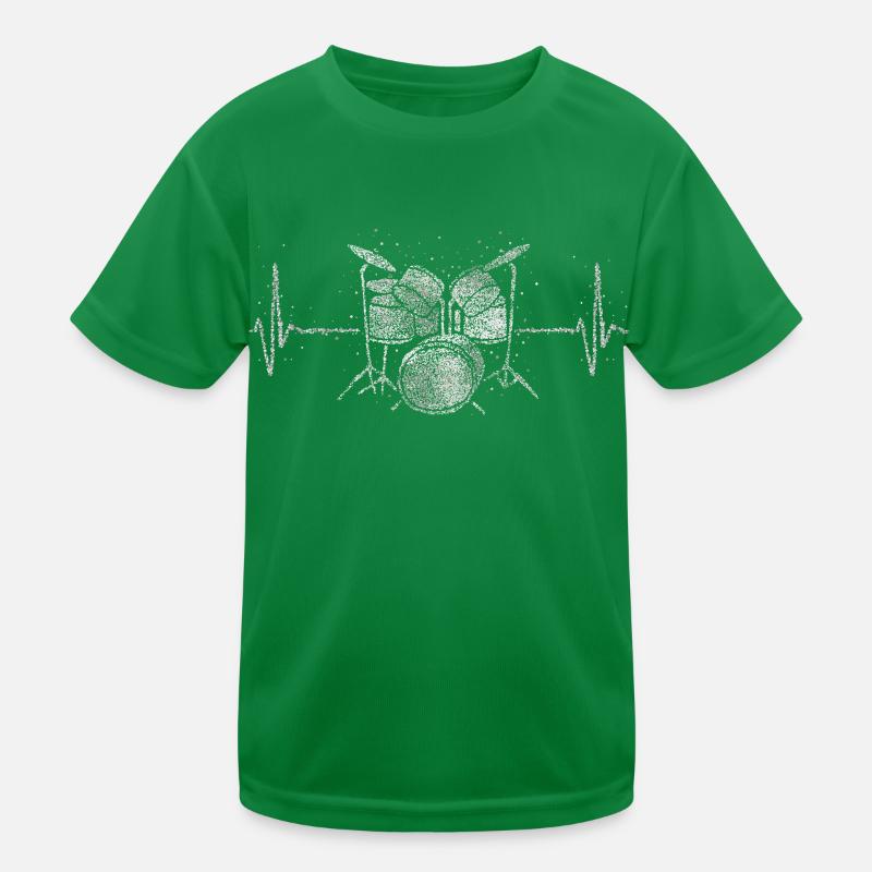 Drums Heartbeat Drummer Snare Kids Functional T-Shirt