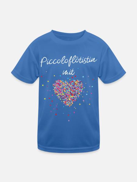 Piccoloflötistin mit Herz Flötistin Musiklehrerin - Kinder Funktions-T-Shirt - Königsblau - Vorne
