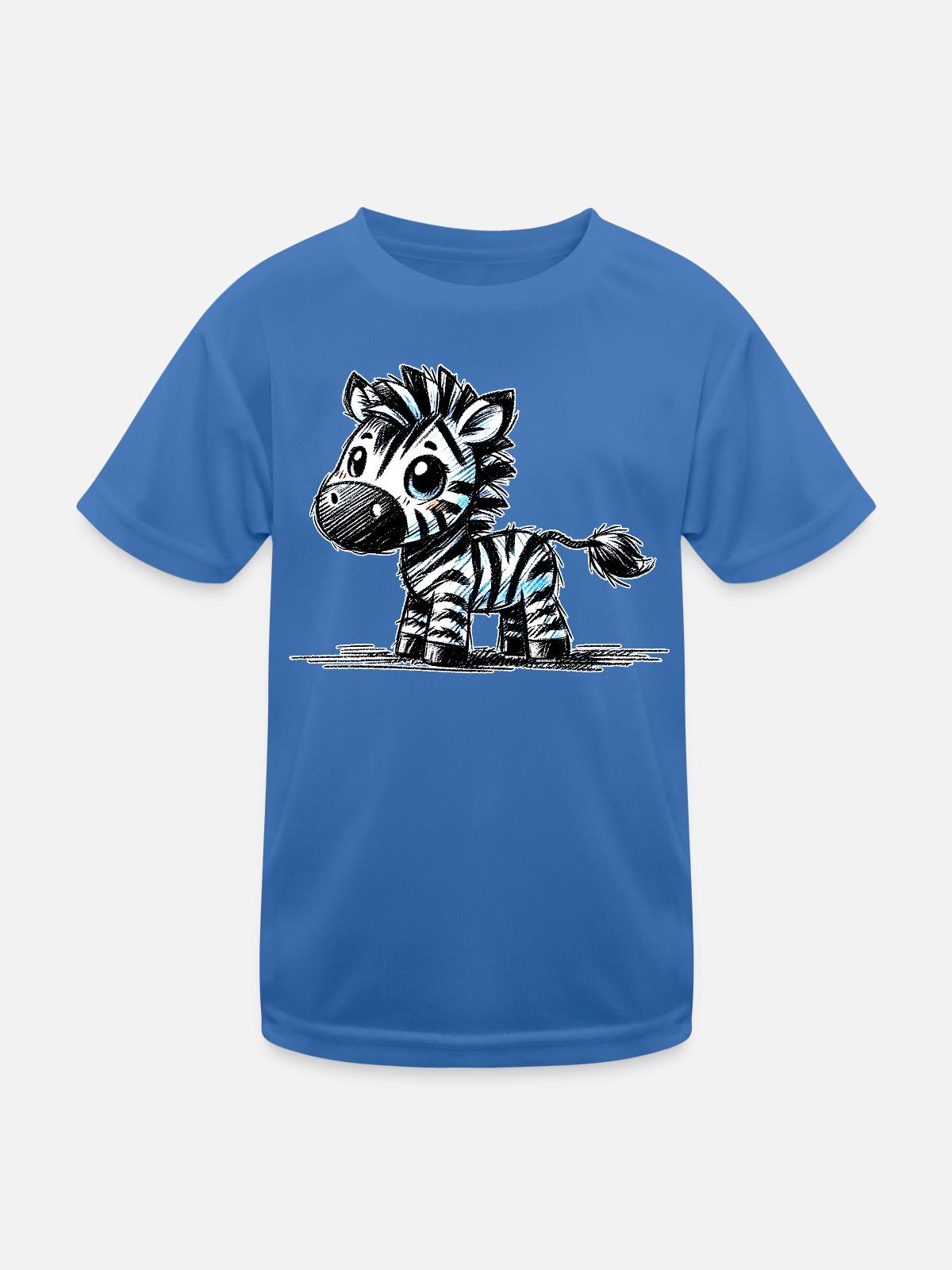 Zebra - Kinder Funktions-T-Shirt - Königsblau - Vorne