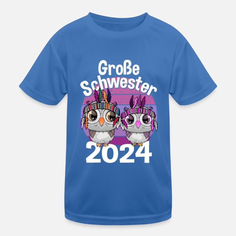 Mädchen Kinder Große Schwester 2024 Eulen Eule Kinder Funktions-T-Shirt