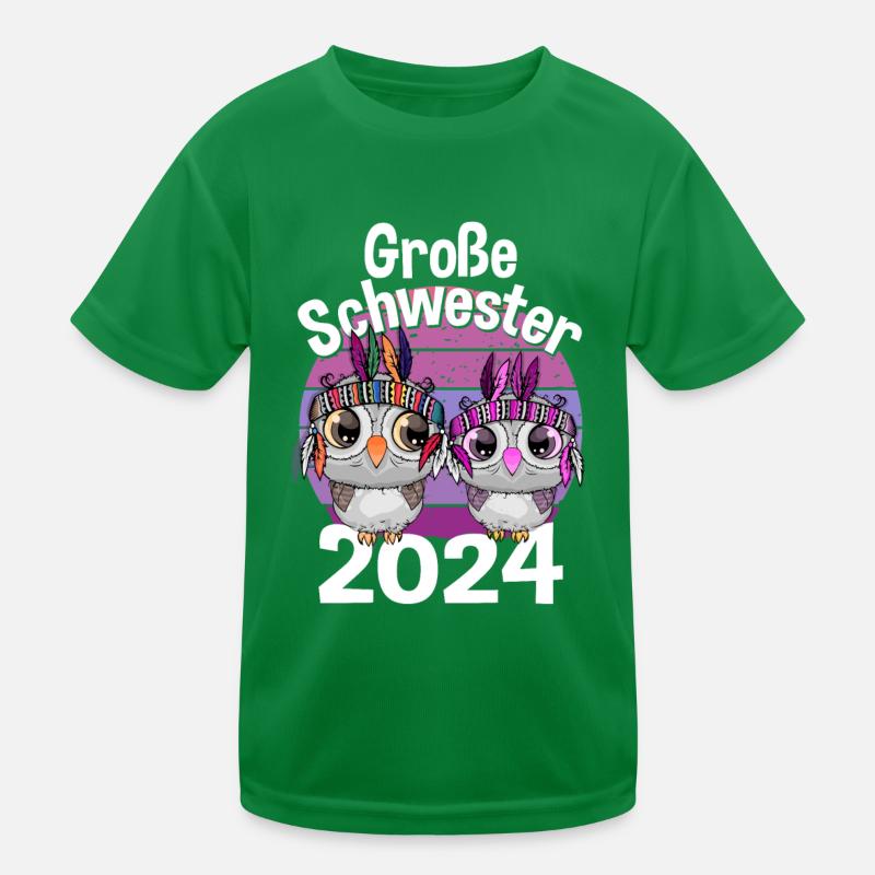 Mädchen Kinder Große Schwester 2024 Eulen Eule Kinder Funktions-T-Shirt